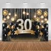 30th Birthday Party Decorations 30 Years Old Backdrop Supplies Black Gold Balloons Glitter Background Banner Photography Props