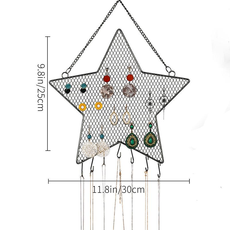 Stern Mond Gitter Schmuckständer+Schlafzimmer Wanddisplay Wandmontierte Ohrringaufbewahrung Zubehörständer
