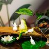 Yousheng Frog Garden Statue Lotus Leaf Sitting Frog Figurine Cute Resin Frog Sculpture for Outdoor Yard Garden Pond Home Office Desk Tabletop Decor