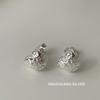 Su Chuang Textured S925 Sterling Silver Heart Stud Earrings for Girls - High-End, Versatile, Exquisite Ear Jewelry.