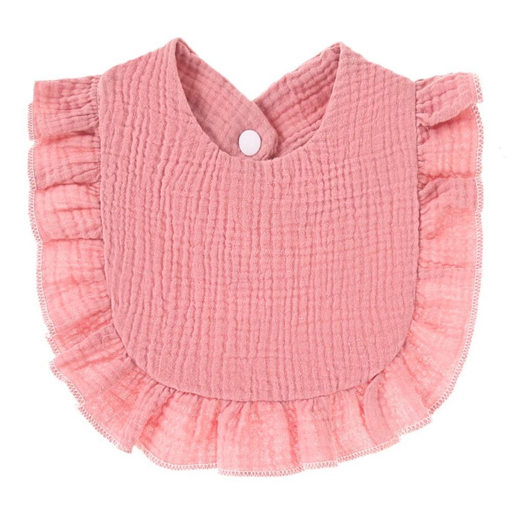 Ruffled Pure Cotton Baby Bibs with Lace Trim