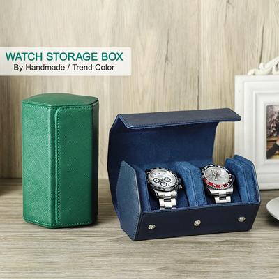 2-stellige Leder-Uhrenboxen Tragbare Uhrenaufbewahrungsbox Reise-Organizerboxen für mechanische Armbanduhren Luxuriöse Herren-Uhrenaufbewahrungs-Display