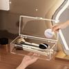 Belüfteter Acryl-Make-up-Organizer mit Trennwänden, Schimmelresistente Aufbewahrungsbox für Puffs, Pinsel, Lippenstifte, Schminkregal für Schlafzimmer