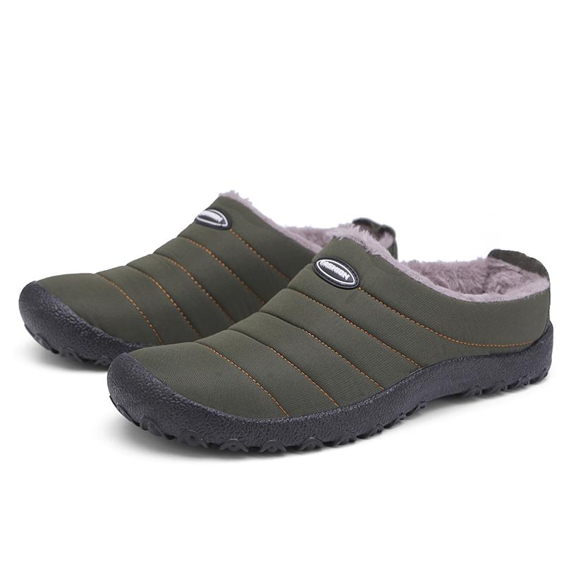 Winter Men Slippers Cotton Plus Fur Shoes Women Snow Outdoor Warm Fur Sneakers Non-slip Warm Furry  Footwear Thick Platform Winter Slides