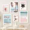 Tropical Pink Beach Shell Palm Tree Sun Posters Prints Canvas Painting Nordic Wall Art Pictures For Living Room Home Decor