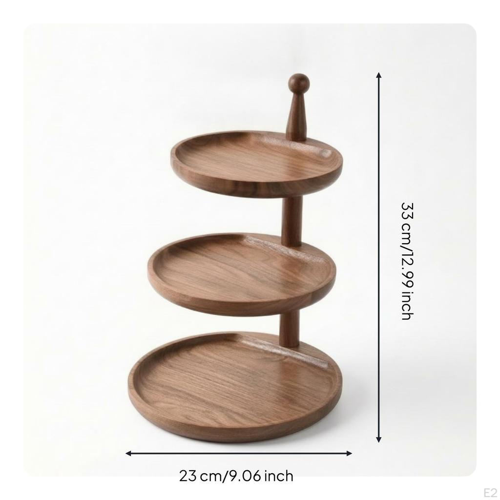 Wooden Organizer with Trays Round Tiered Tray for Dresser, Entryway, Vanity