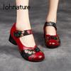 Pumpen Frauen Schuhe 2021 Neue Retro Echtes Leder Haken & Schleife Casual Runde Kappe Handgemachte Damen Schuhe