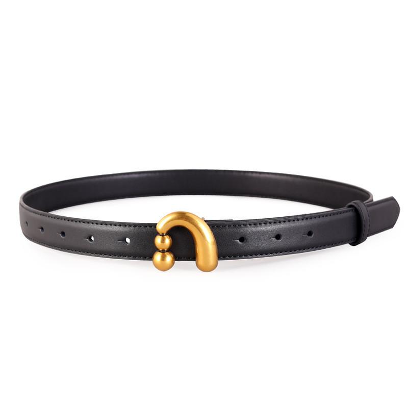 Traditioneller Damen-Leder-Taillengürtel mit silberner oder goldener Schnalle für Büro und Kleid