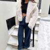 Imitation fox fur fur fur coat  green fruit collar short furry coat cold and warm