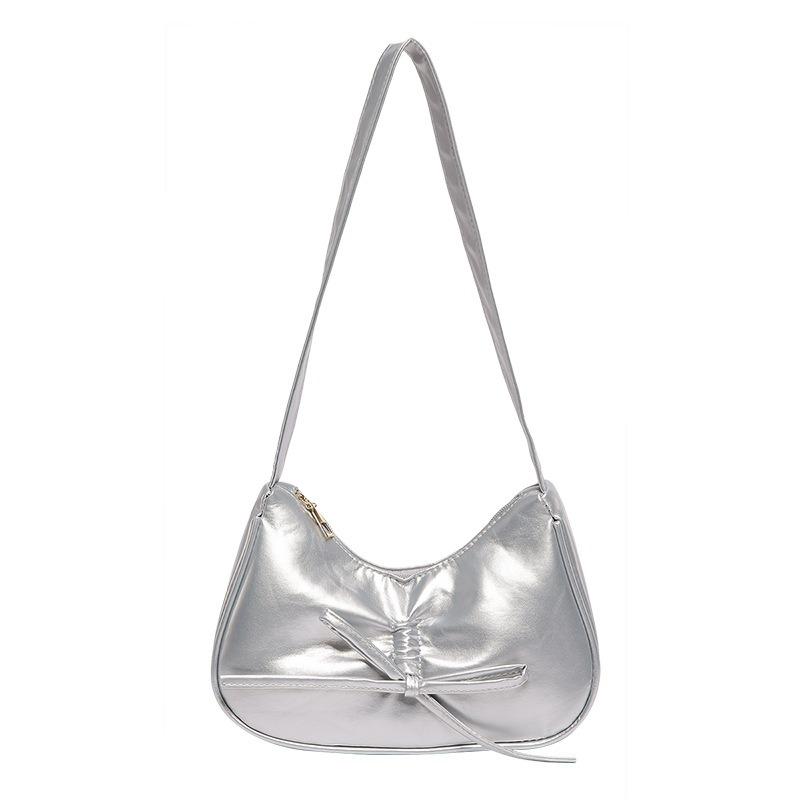 Ballet style pleated armpit bag women's new fashion commuter shoulder bag solid color messenger bag tote bag