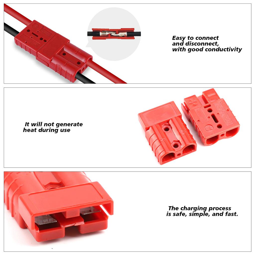 2PCS Plug Battery Trailer Durable Quick Connector Kit 50A 600V Winch Electrical Power Cables Charging Plug Quick Connector