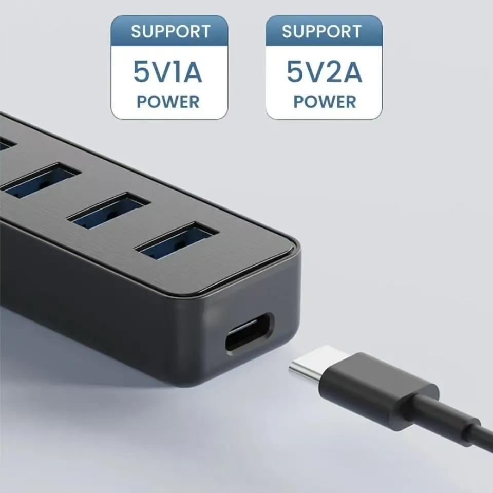 USB 30 Type C Hub 20 Power Adapter 4 Port Multi Splitter Expander High Speed For Computer Accessories Multiple USB Hub