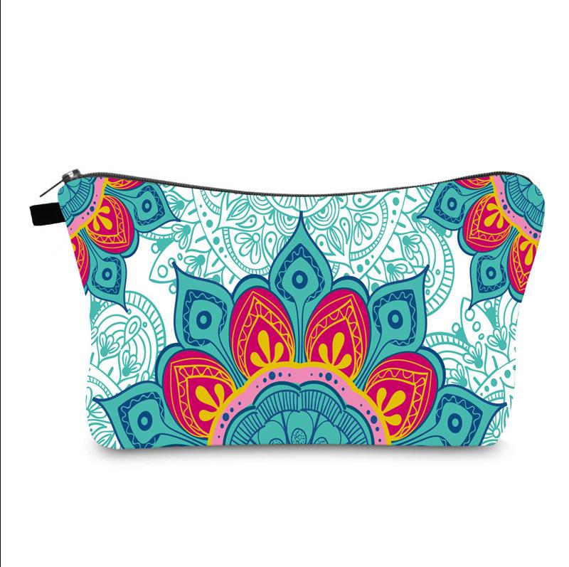 

Cosmetic Bag Makeup Bag Waterproof Travel Toiletry Pouch Bag with Mandala Flowers Design
