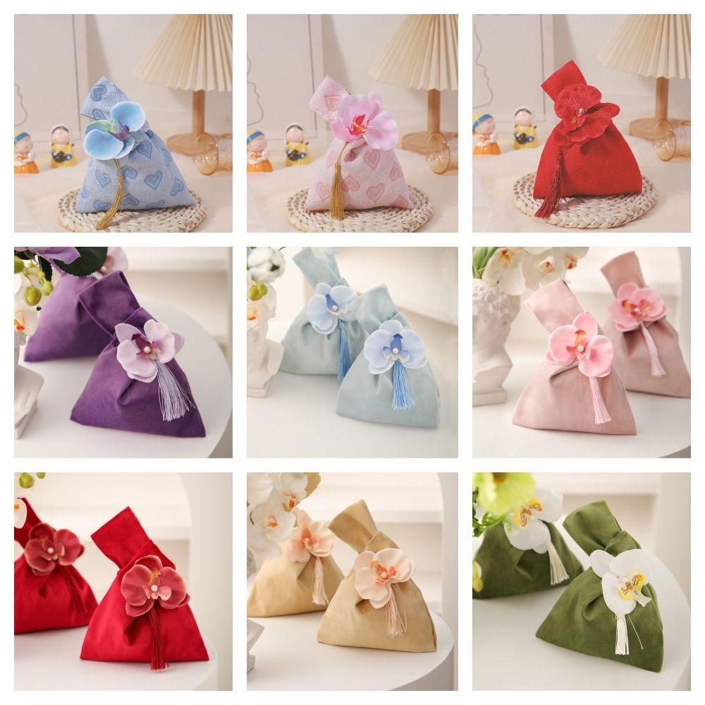 Velvet Flower Tassel Wrist Bag Temperament Festive Sugar Box  Cheongsam Accessories