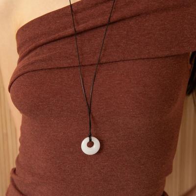 Collier geegee chaîne de jade à breloques - blanc