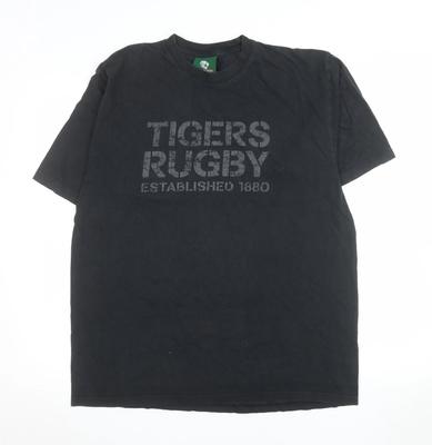 Tigers Men’s Black Rugby Graphic T-Shirt Size L Cotton Crew Neck