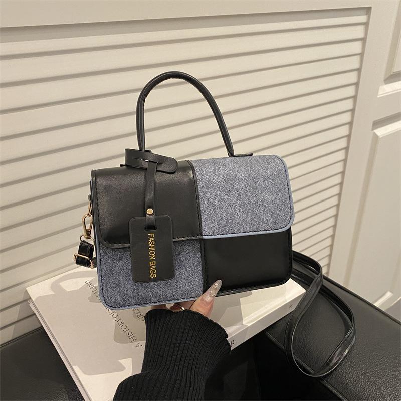 Fashionable Patchwork Texture Handbag, Commuting Style, Single-shoulder Crossbody Bag, Small Square Bag