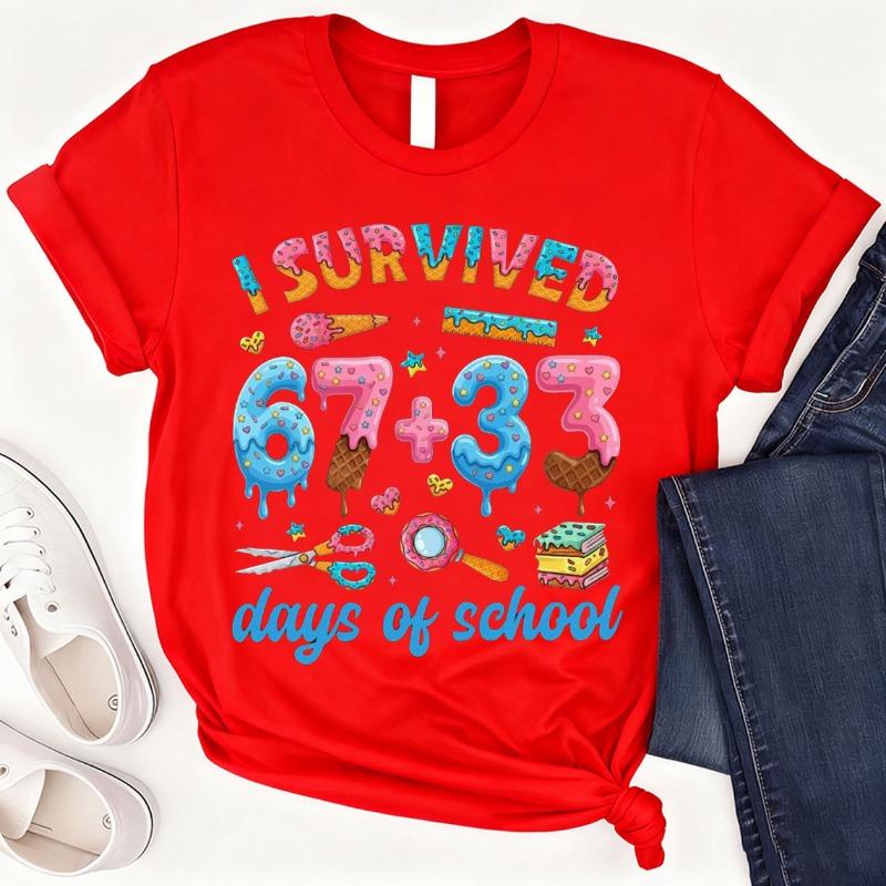 I Survived 6733 Days of School Shirt 100 Days School Tee Funny Student School Sweatshirt Cute Classroom 100th Day Shirt