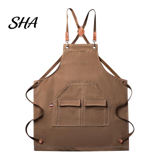 Oil Resistant Cooking Apron Waterproof Kitchen with Pockets, Chef for Men Women, Cross Back Work Barista, Gardening, Painting Craft Durable
