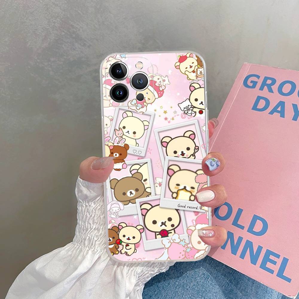 

Popular Cute R-rilakkuma Bear Transparent Phone Case For IPhone 17 Air 16 Pro Max 15 14 13 12 11Plus Shockproof Cover iPhone 11 pro