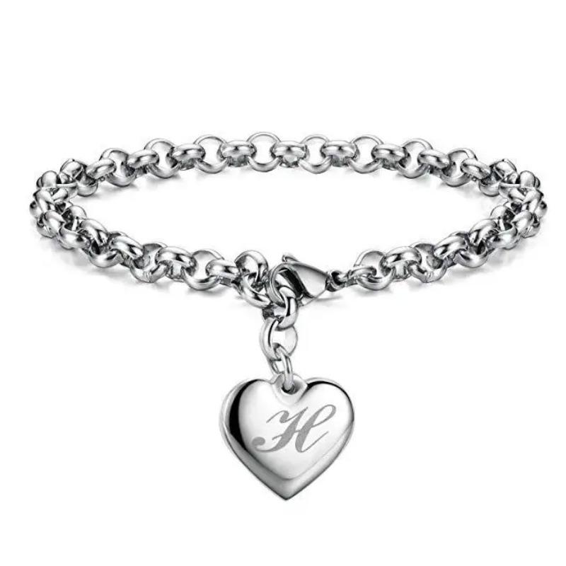 925 Sterlingsilber edles Herz 26 Buchstaben Kettenarmbänder für Frauen Mode Party Hochzeit Schmuck Geschenke