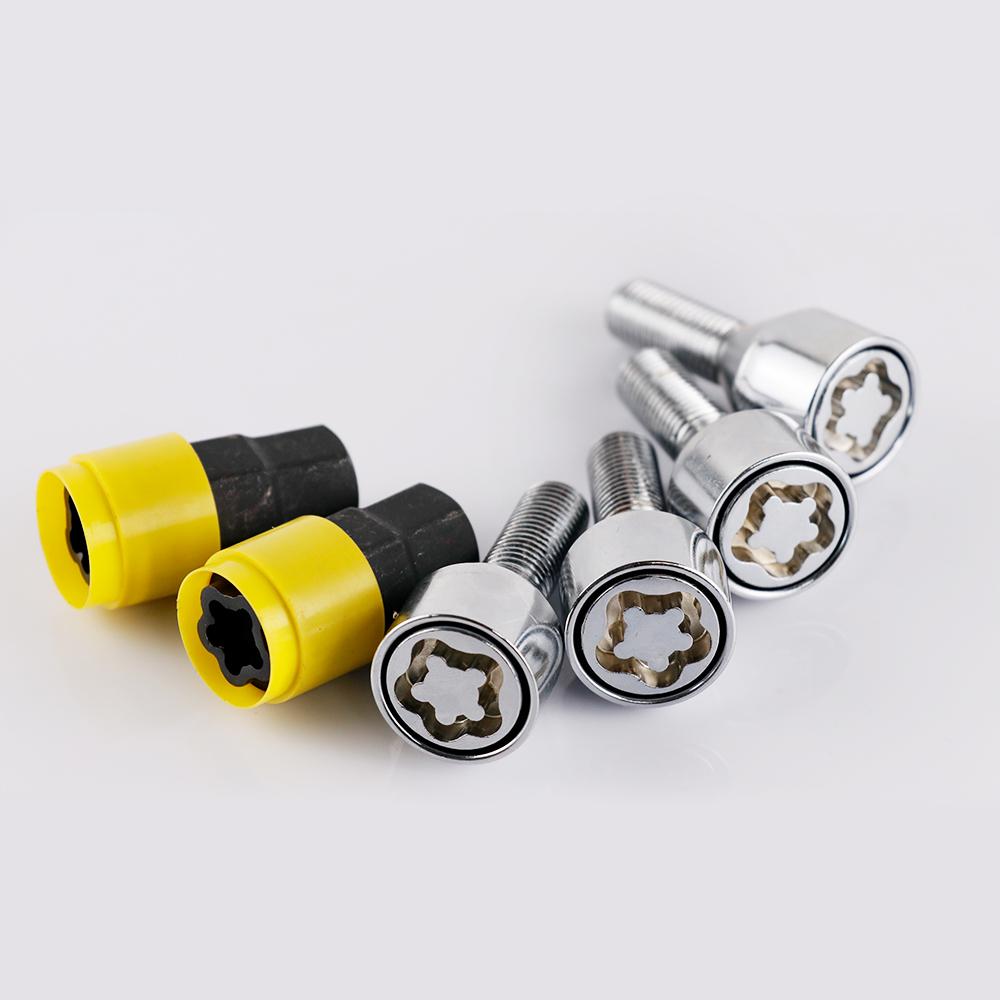 4+2 M12*1.25 High Quality Anti-theft Security Steel Wheel Lock Lug Bolts 28mm Shank Fit Fiat Peugeot Alfa Romeo Seat Citroen