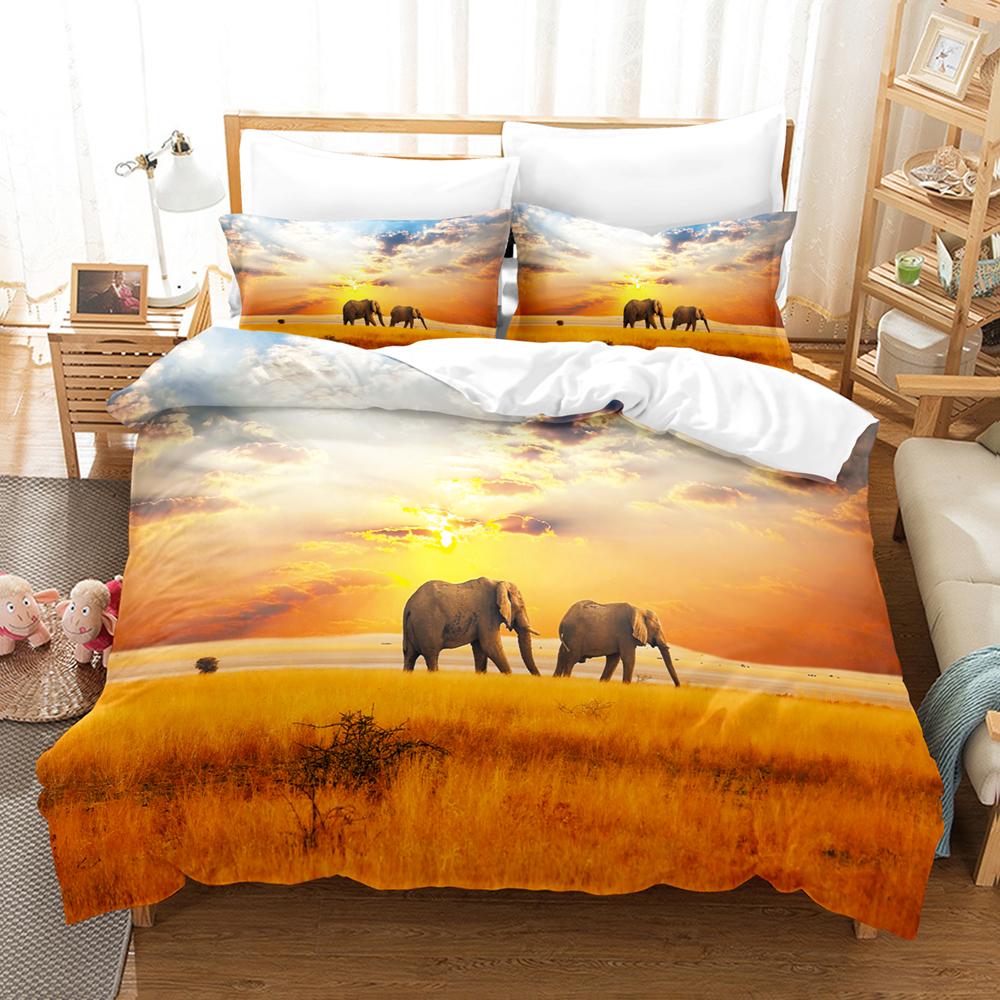 Elephant Animal 3D Duvet Cover Bedding Set Polyester Pillowcases Quilt Cover Home Decor Gift Single Double Twin King Queen