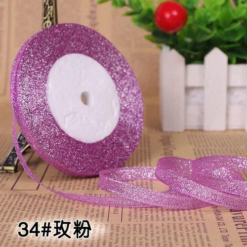 25Yards 6mm Multicolor Silk Satin Organza Ribbon Glossy Glitter Ribbon Wedding Cake Gift Decoration Crafts Garment Accessories