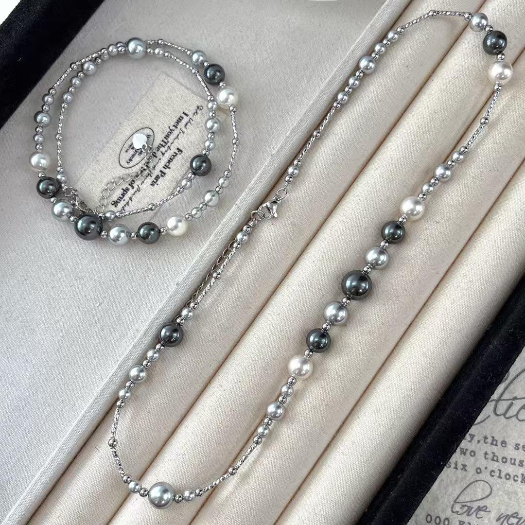 Vintage High Quality Faux High Gloss Pearl Collarbone Chain Necklace Necklace