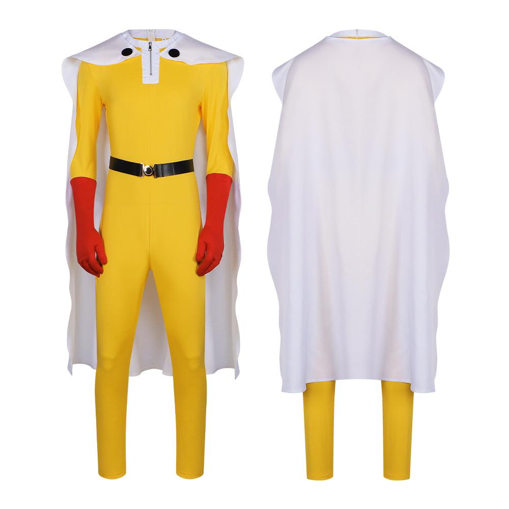 One Punch Superman Cos Suit Saitama Yellow Combat Suit Trembling Tornado Black Dress Cosplay Performance Suit