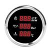 52mm Digitale Öldruck Wassertemperaturanzeige mit Hintergrundbeleuchtung 3 in 1 LED-Anzeige Drehzahlmesser für Boot Yacht Wohnmobil LKW