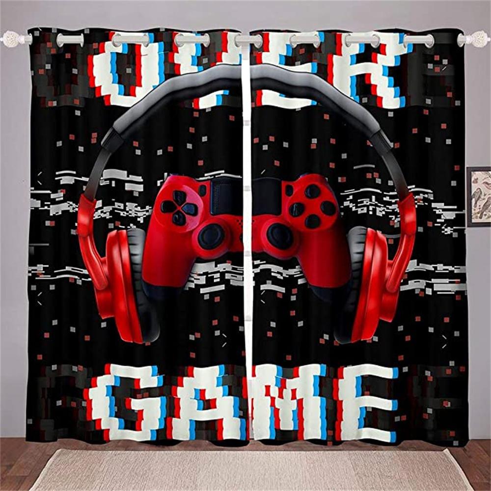 Luxury Game Player Printing Handle Gamepad Boy Kid's Window Curtains Blinds for Living Room Bedroom Kitchen Door Home Decor 2Pcs