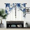 2 Pcs Elegant Blue & White Floral Curtains – Rod Pocket Design for Bedroom Living Room Kitchen Study   All-Season Home Decor