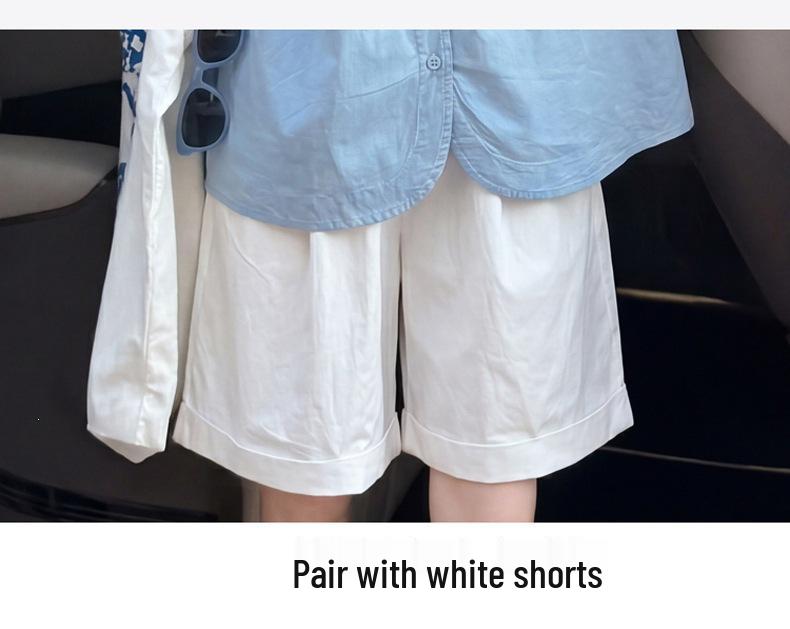 Girls' Korean Style Short-Sleeve Doll Shirt & Casual Shorts Two-Piece Summer Set