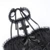 Women's Sleeveless Gothic Lace Dress Vintage Corset Halter Swing Cocktail Dress Victorian Style Black Lolita Punk Dress