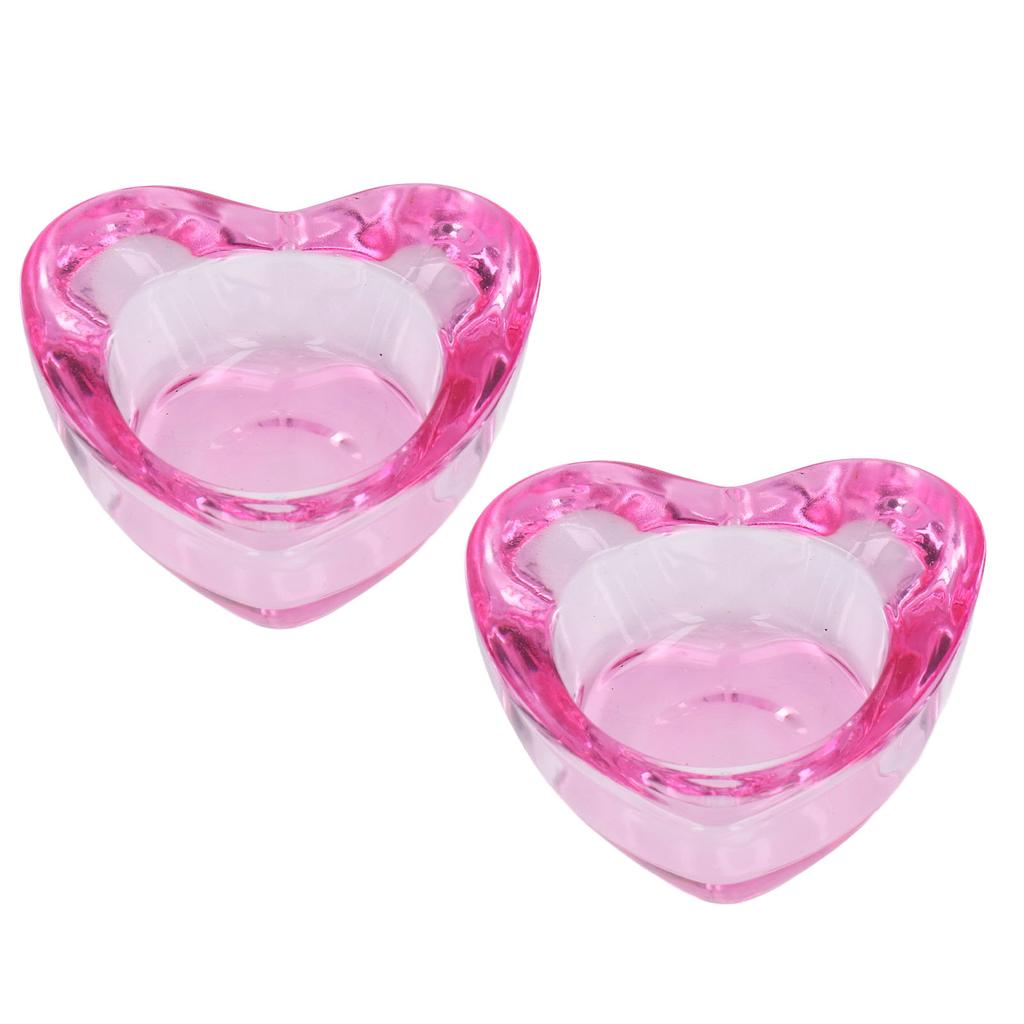 2 ks Kelímek na krystaly na nehty Zesílená nádobka na tekutý pudr Dappenova miska Vysoká průhlednost Sklo ve tvaru srdce
