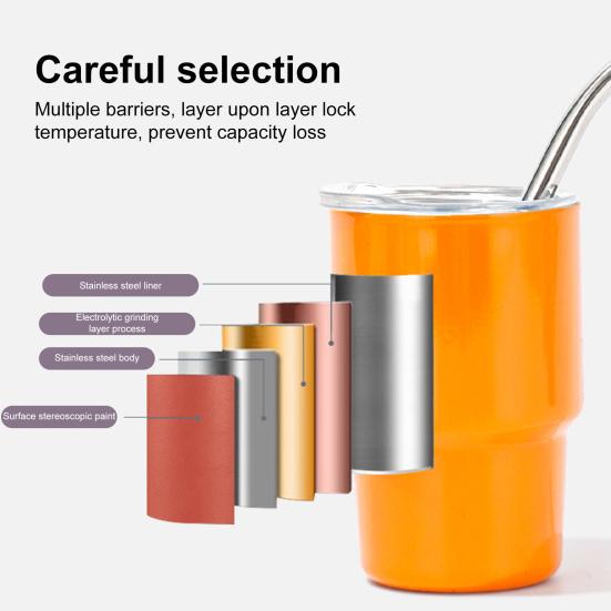 Mini Tumbler Sklenice na panáky se slámkou a víčkem 3 oz nerezová ocel