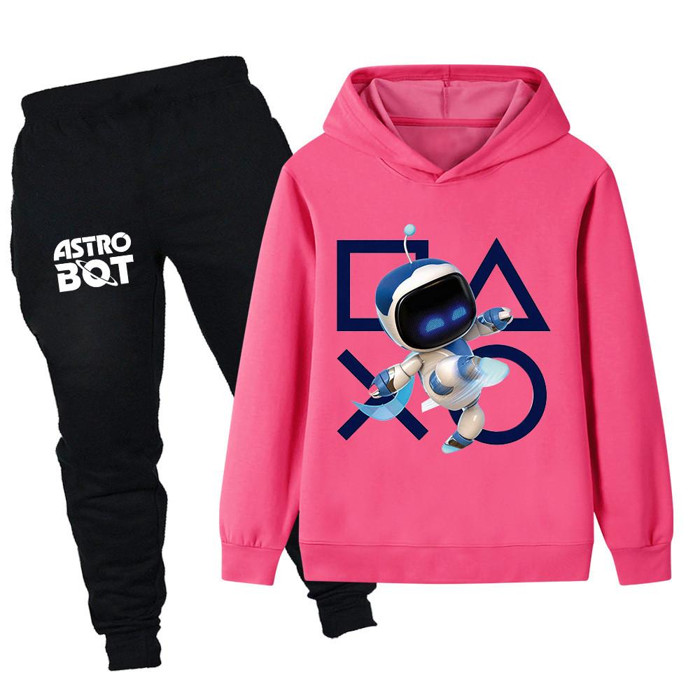 PB1338 2pcs/set Kids Boys Girls Astro Bot Printed Long Sleeves Hoodie Trousers Clothes Sets