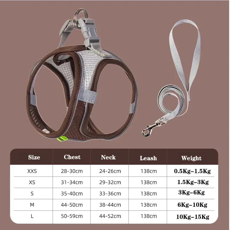 Adjustable Puppy Cat Harness Vest French Bulldog Chihuahua Pug Dog Harness Leash Set for Small Dogs Outdoor Walking Lead Leash