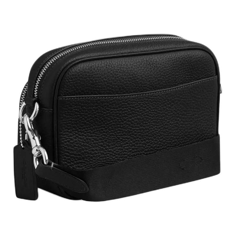 Coach Finlay 21 Detachable Shoulder Strap with Zipper Closure, Cow Leather Crossbody Bag, Small Size, Men's, Matte and Silver