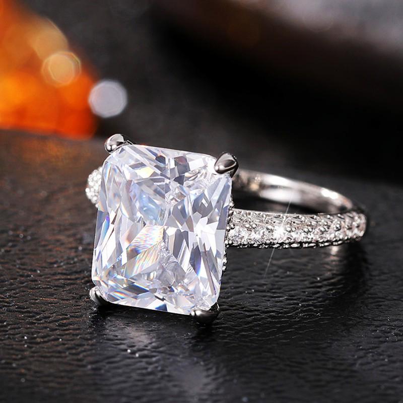 Xiaomi Huitan Bling Square Cubic Zirconia Crystal Wedding Rings for Women Engagement Anniversary Party Luxury Elegant Lady's Jewelry