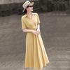 Lanseer V-Neck Short Sleeve Commuter Dress