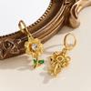 Leaves Flower Earrings for Women Trendy Vintage Ear Stud Wheat Unique Design Golden Color Girl Jewelry Gift