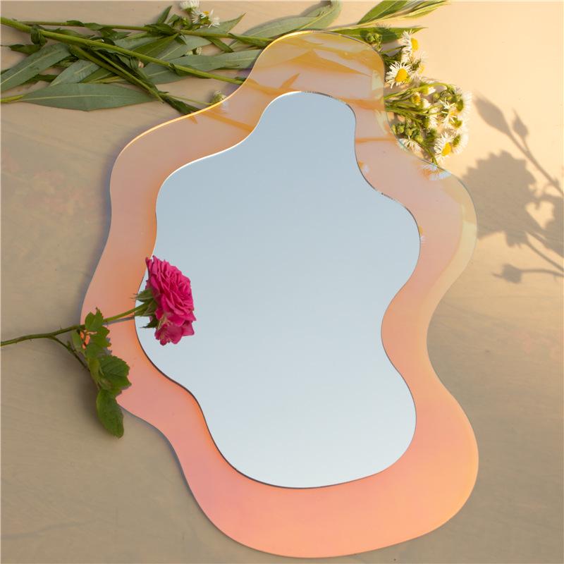 Irregular 3D Makeup Mirror - Chic Bedroom Wall Decor & Influencer Style Irregular 27x20 cm