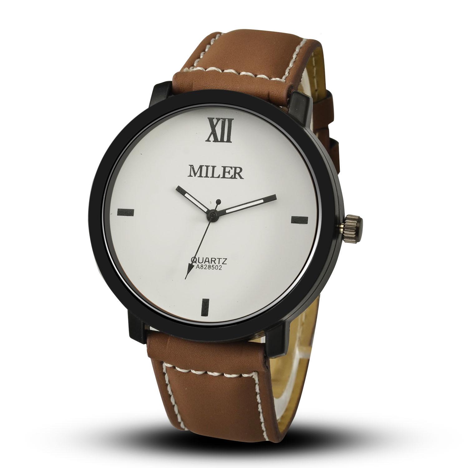 

MILER Мужские кварцевые часы-скраб белый/коричневый
