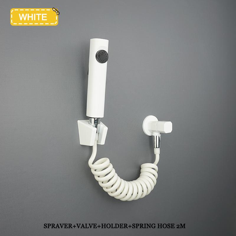 Set Bidet Portatile con Doccetta a Mano Montaggio a Parete Bianco Pistola a Spruzzo Doccia Portatile Rubinetto Risciacquo ad Alta Pressione Spruzzatore Accessori Bagno