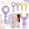 Portable Handheld Fan with Digital Display Rechargeable Desktop Stand Small Fan with LED Light Six Speed Levels One Hour Battery Life