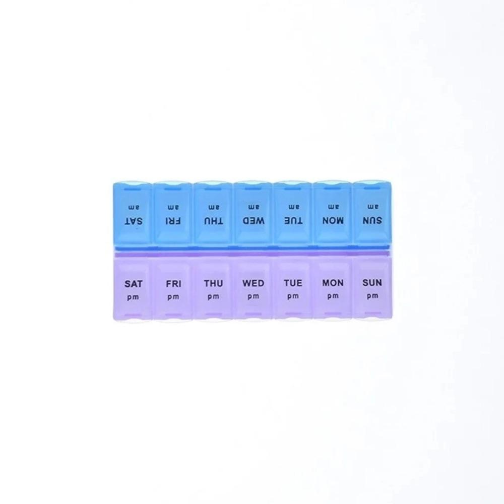 

New Hot Portable 14 Grids Weekly Pill Box Double Row 7 Day Large Capacity Medicine Organizer for Vitamins Supplements Storage Small-13.5x7x2.5cm