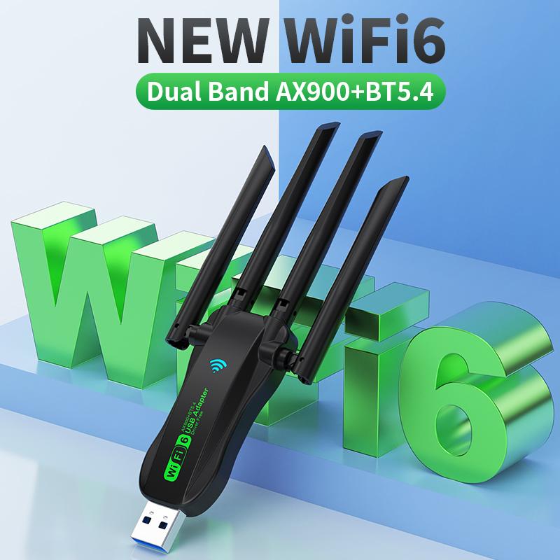 AX900 Bluetooth 5.4 USB Adapter Dual Band 2.4G and 5G Wireless Network Card WIFI 6 Receiver Drive Free Automatic for Win 10/11