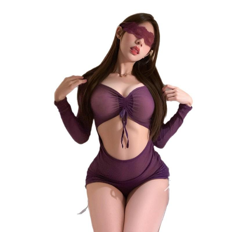 Sex Underwear Perspective Long Sleeve Hip Wrap Dress Passionate Hot Sexy Uniform Seduction Suit Women